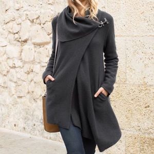 Black Garnet Hill Asymmetrical Boiled Wool Jacket/Coat size 12